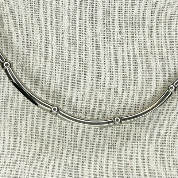 Silver Tone Curve Beaded Cord Necklace - Picture 5 of 5